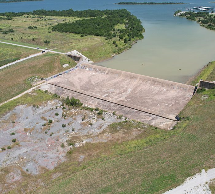 Lewisville Dam Safety Modifications spillway with the USACE