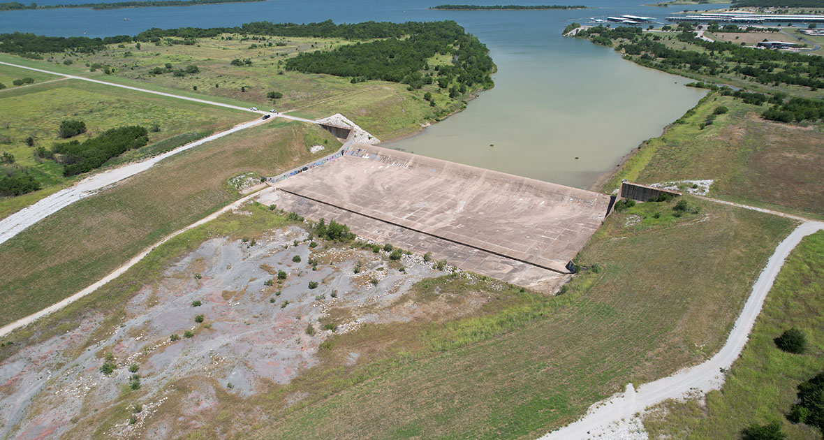 Lewisville Dam Safety Modifications spillway with the USACE